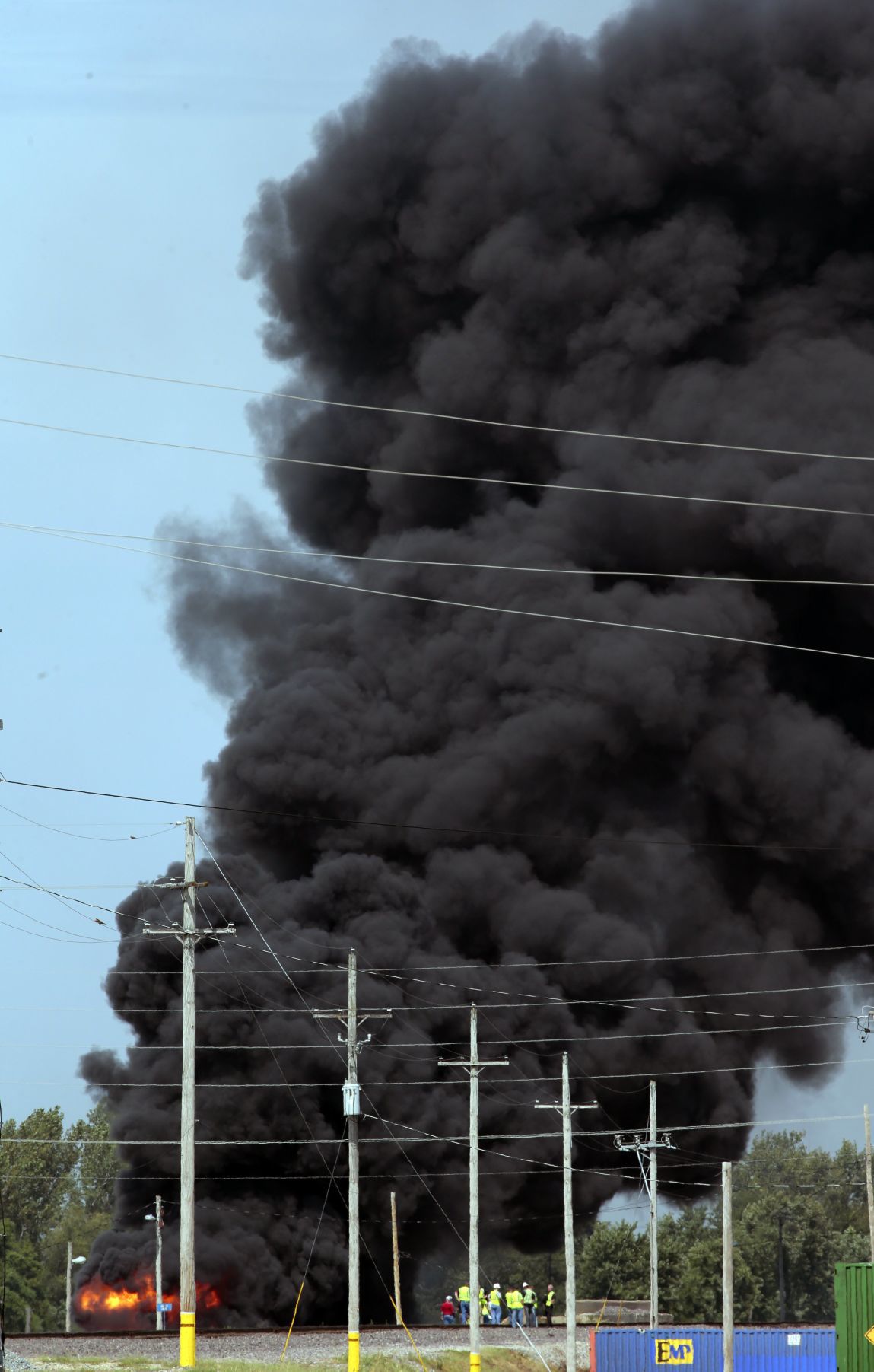 Derailed train cars catch fire in Dupo
